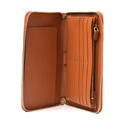 Prada Saffiano Metal Large Zip Around Travel Wallet Papaya 5 of 9
