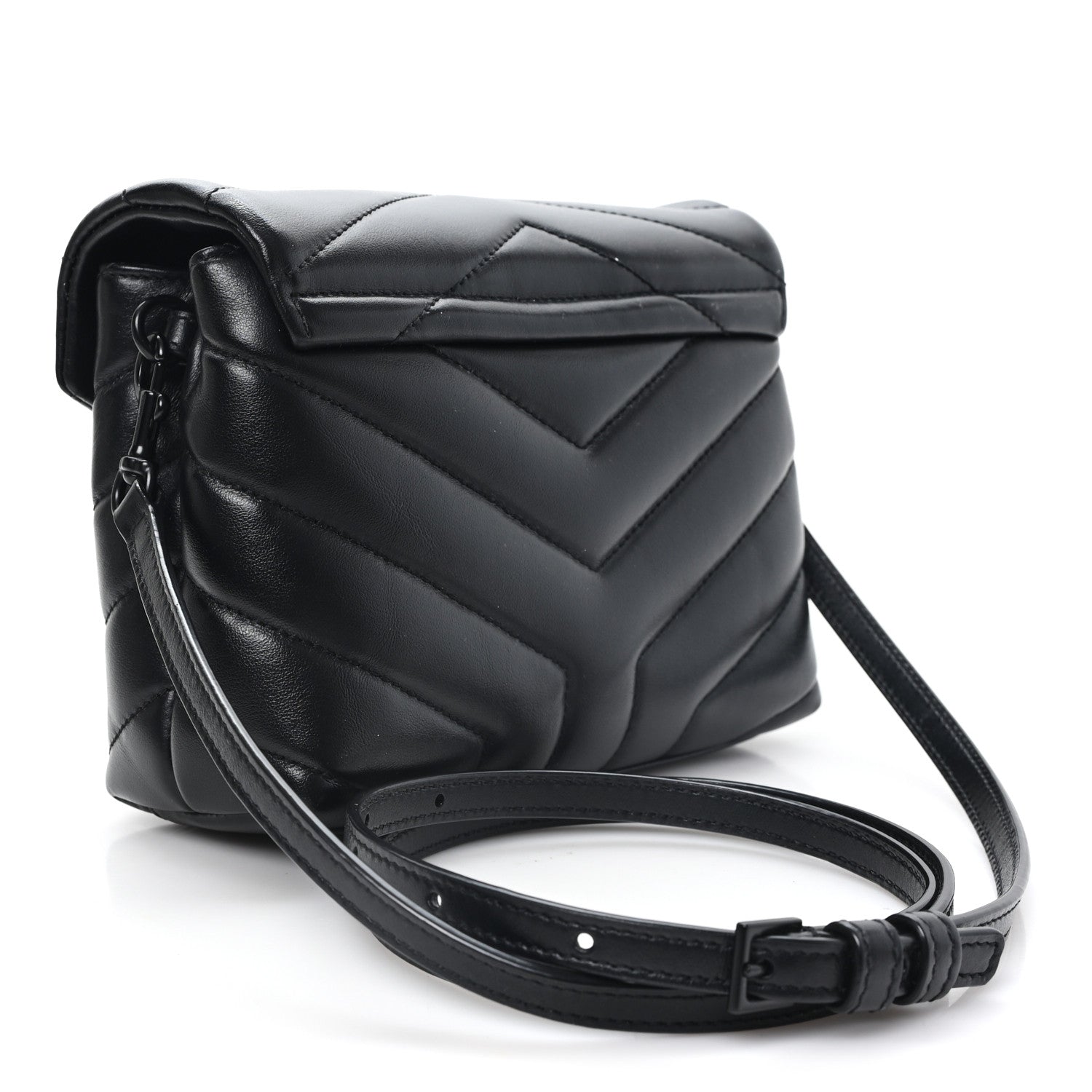 Saint Laurent Calfskin Y Quilted Monogram Monochrome Toy Loulou Crossbody Bag Black Black 3 of 11
