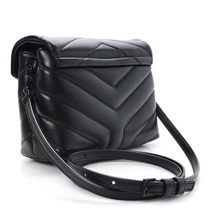 Saint Laurent Calfskin Y Quilted Monogram Monochrome Toy Loulou Crossbody Bag Black Black 3 of 11