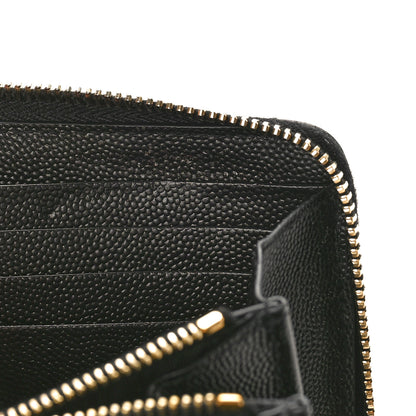 Saint Laurent Grain De Poudre Matelasse Chevron Monogram Zip Around Wallet Black 7 of 8