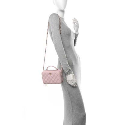 Chanel Caviar Quilted Top Handle Vanity Case Pink 2 of 12