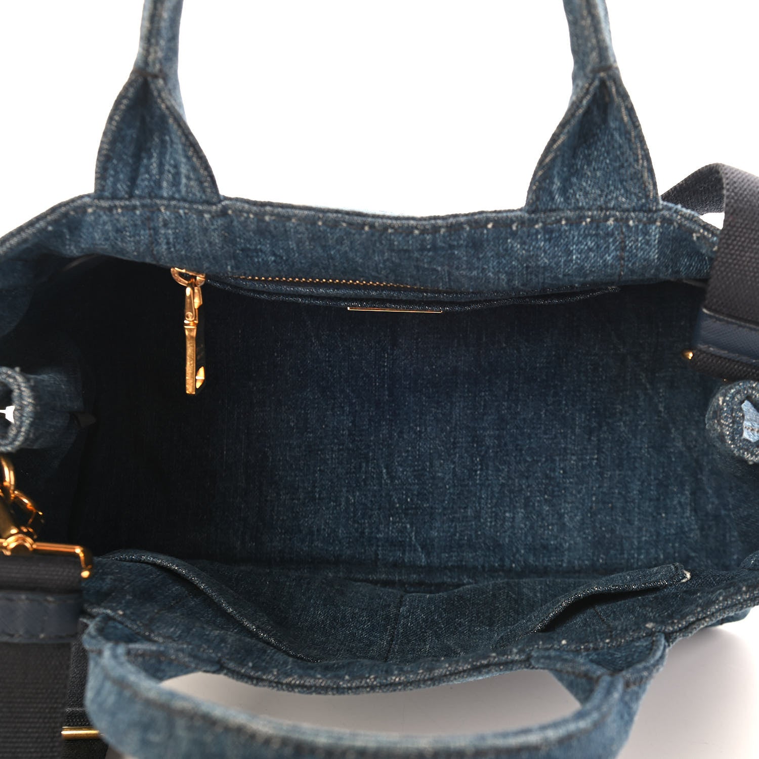 Prada Denim Small Logo Tote Black 5 of 10