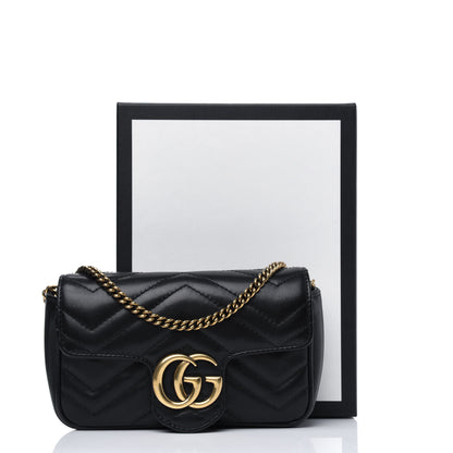 Gucci Calfskin Matelasse Super Mini GG Marmont Shoulder Bag Black 16 of 16