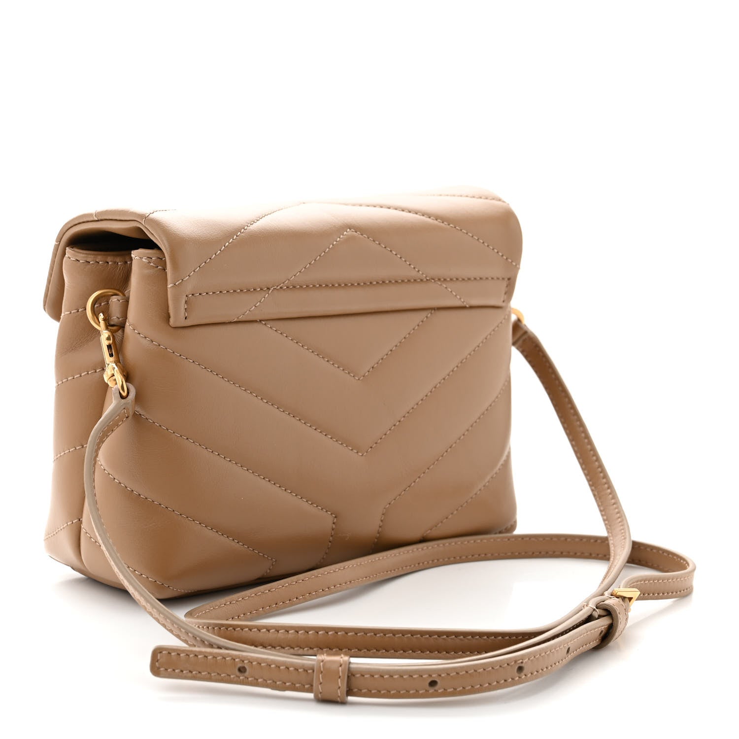 Saint Laurent Calfskin Y Quilted Monogram Toy Loulou Crossbody Bag Latte 3 of 10
