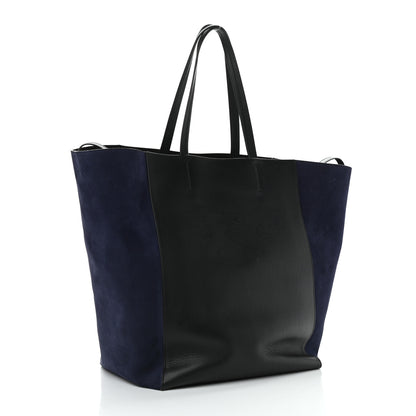 Celine Smooth Calfskin Suede Large Phantom Luggage Bi-Cabas Black Navy 3 of 12