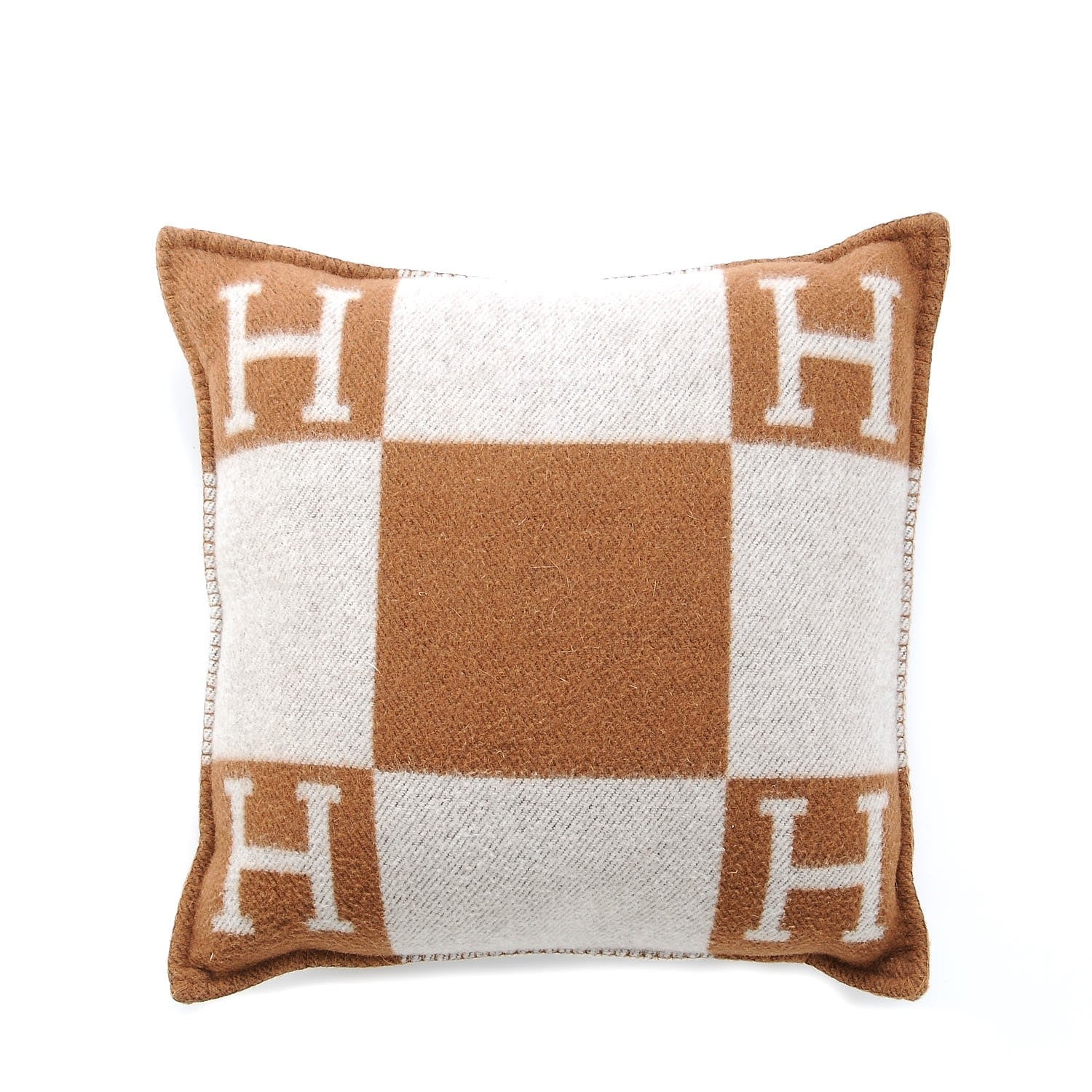 Hermes Wool Cashmere Avalon Pillow PM Ecru Camel 1 of 6