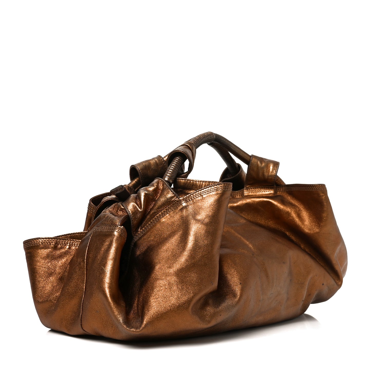 Metallic Nappa Aire Shoulder Bag Bronce