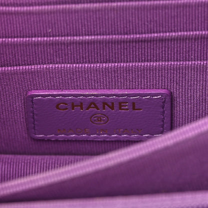 Chanel Lambskin Enamel Quilted Pending CC Clutch With Chain Purple 6 of 14