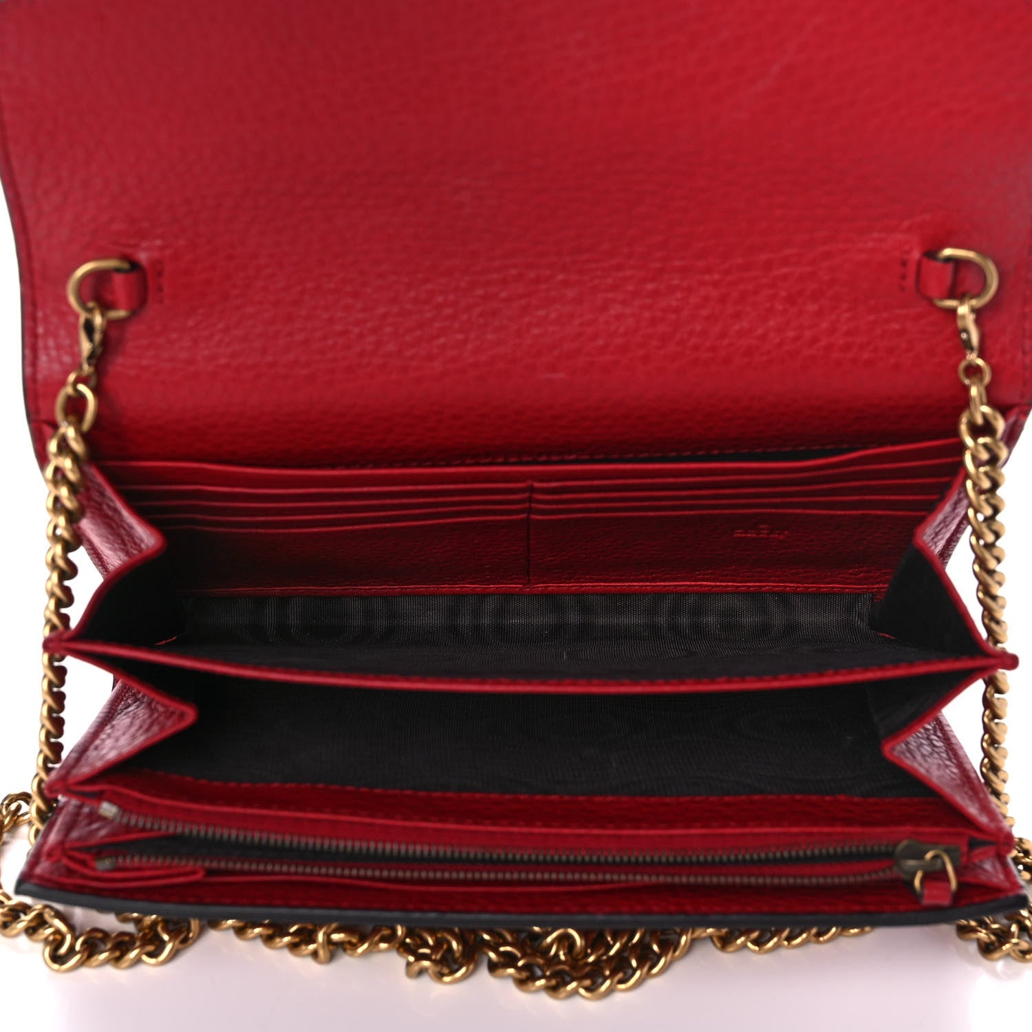 Gucci Calfskin GG Marmont Chain Wallet Vulcanic Red 5 of 11