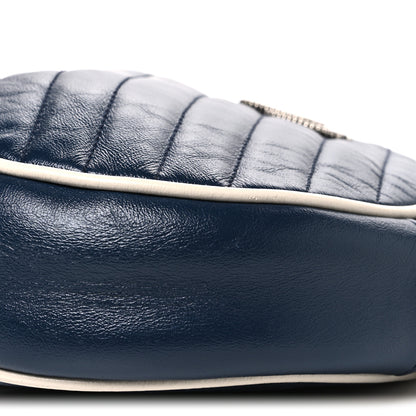 Gucci Azalea Calfskin Matelasse Diagonal Mini Torchon GG Marmont Round Shoulder Bag Blue Agata Mystic White 9 of 10