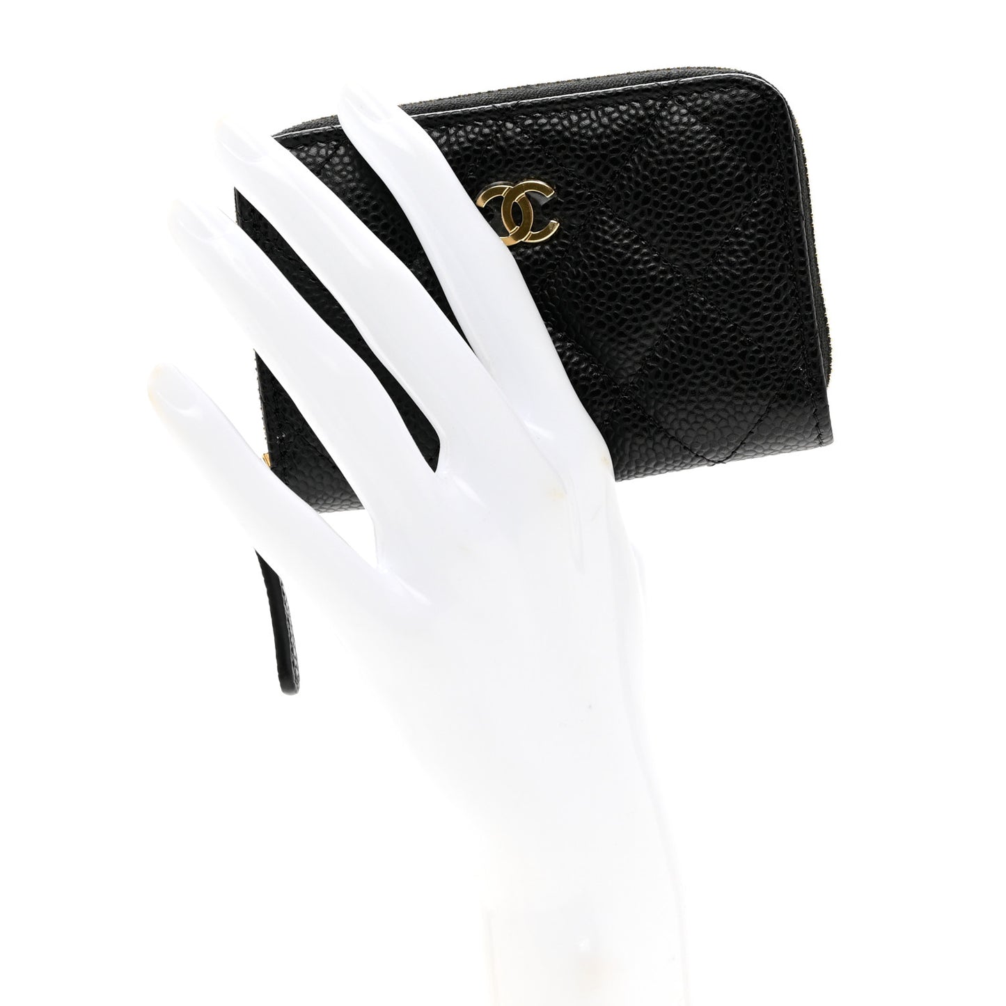 Caviar Quilted Zip Coin Purse Black