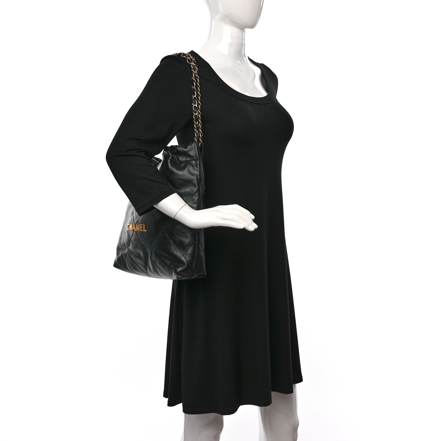 Chanel Shiny Calfskin Quilted Small Chanel 22 Black 2 of 10