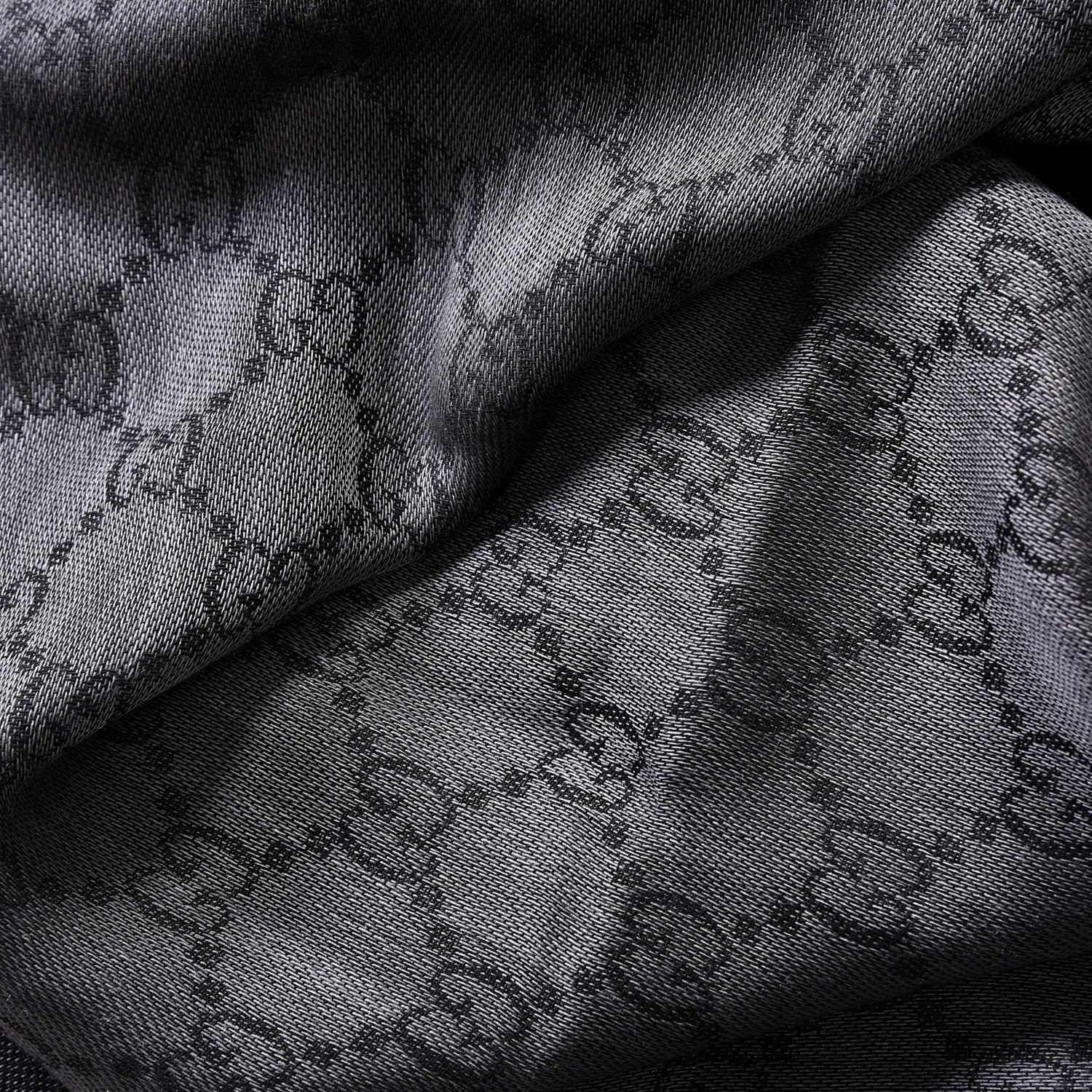Gucci Wool Silk GG Monogram Diamante Plaid Surviee Shawl Graphite Black 4 of 4