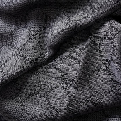 Gucci Wool Silk GG Monogram Diamante Plaid Surviee Shawl Graphite Black 4 of 4