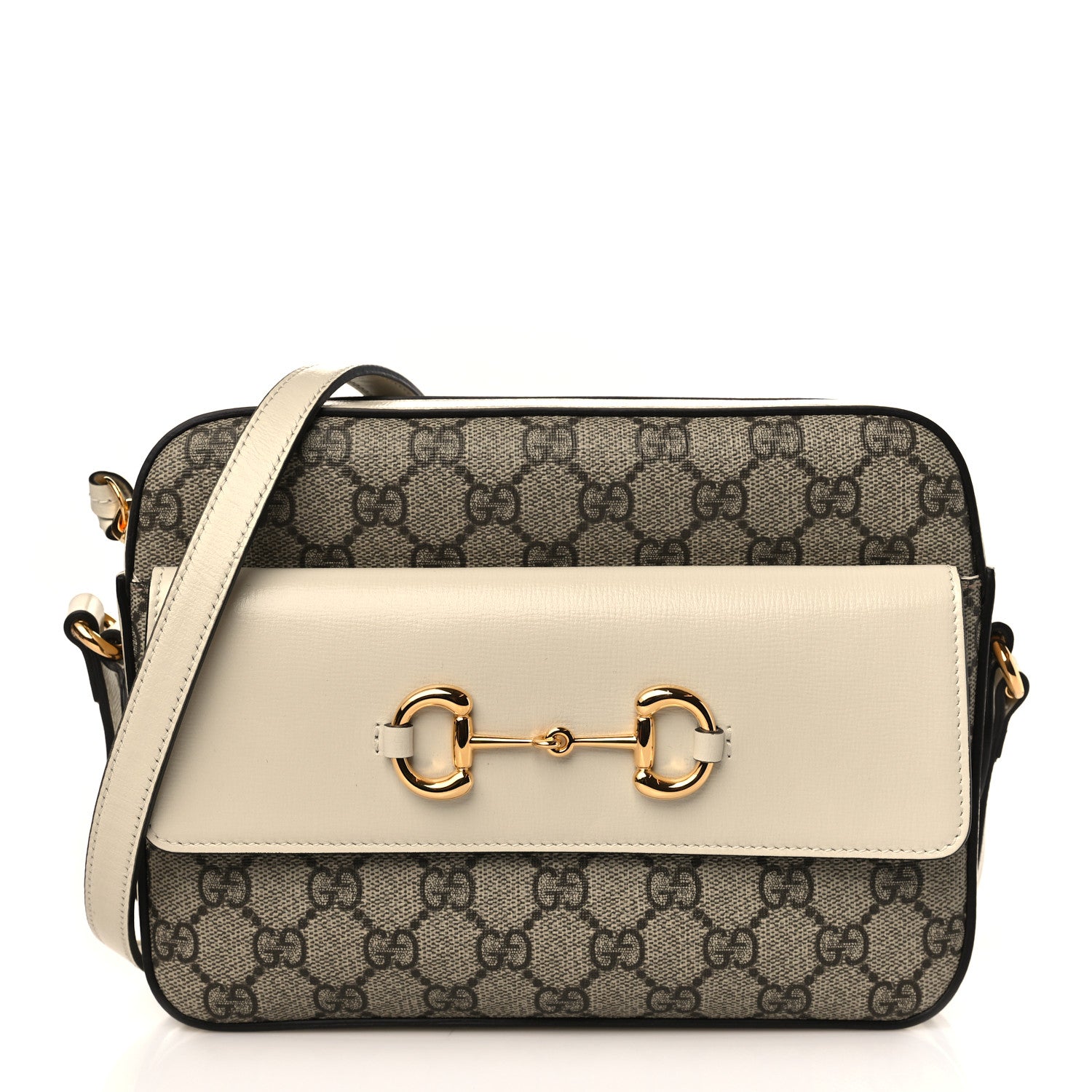 Gucci GG Supreme Monogram Small Horsebit 1955 Shoulder Bag Beige Mystic White 1 of 9