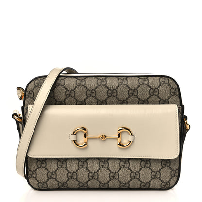 Gucci GG Supreme Monogram Small Horsebit 1955 Shoulder Bag Beige Mystic White 1 of 9
