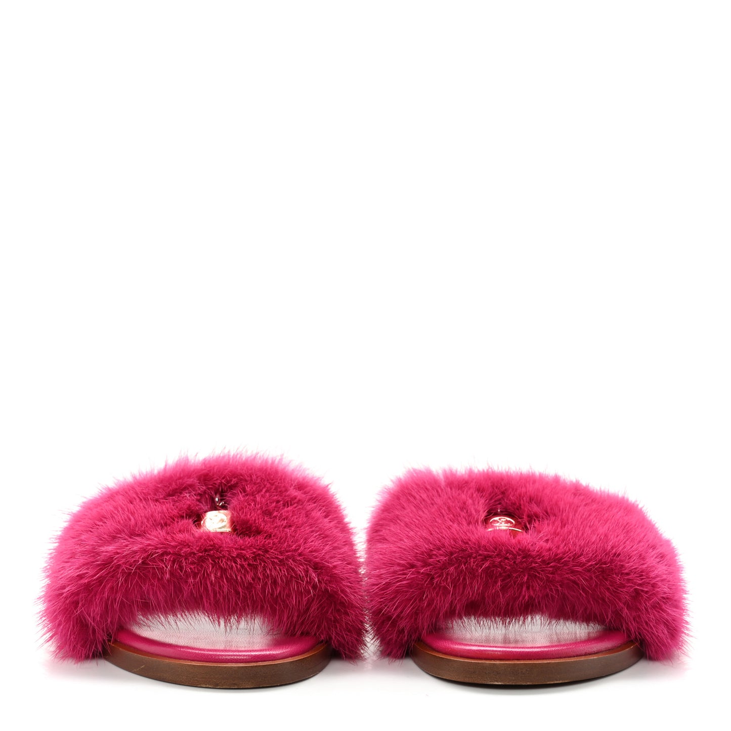 Mink Fur Lock It Flat Mule 37 Hot Pink