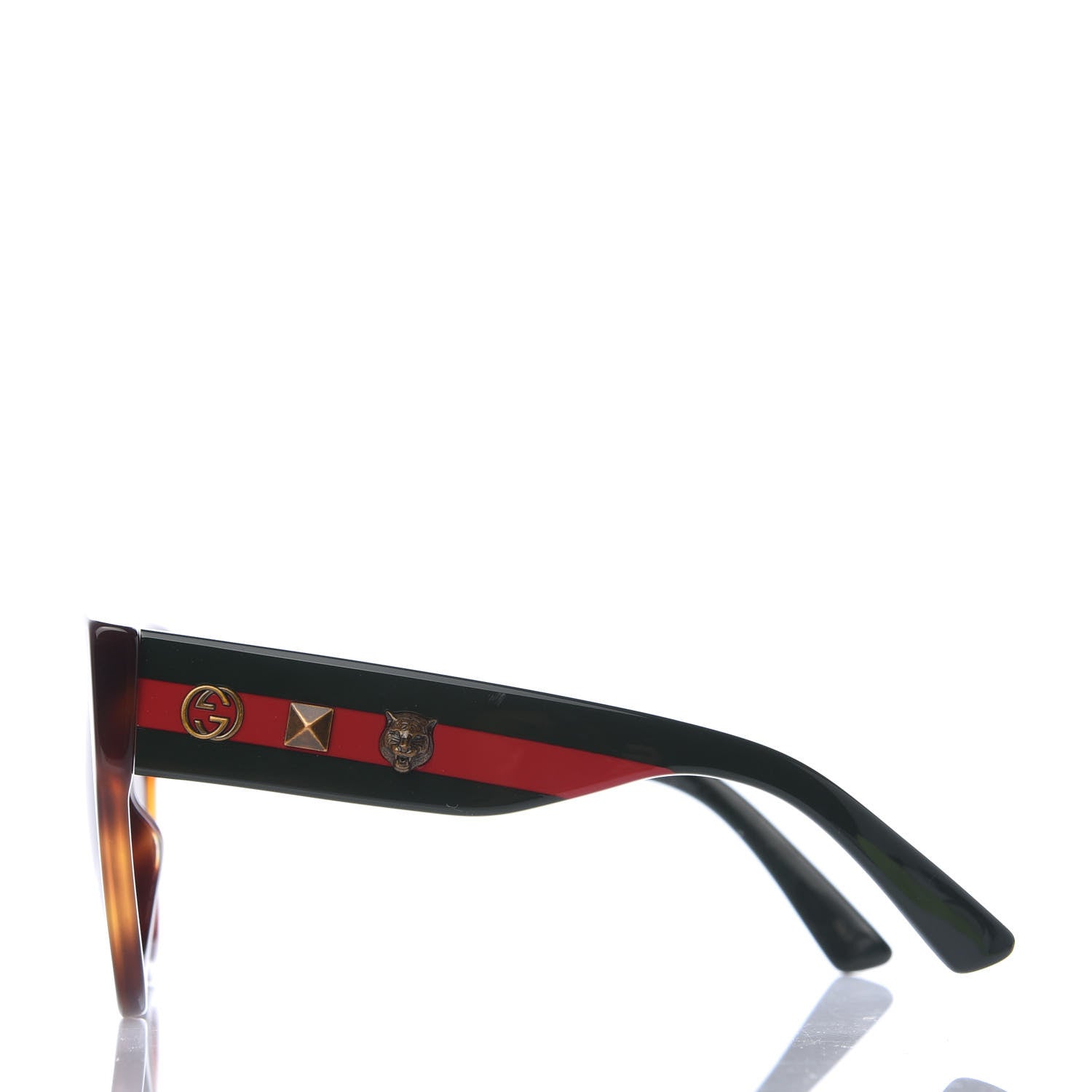 Gucci Acetate Square Frame Web Sunglasses GG0059S Tortoise 3 of 8