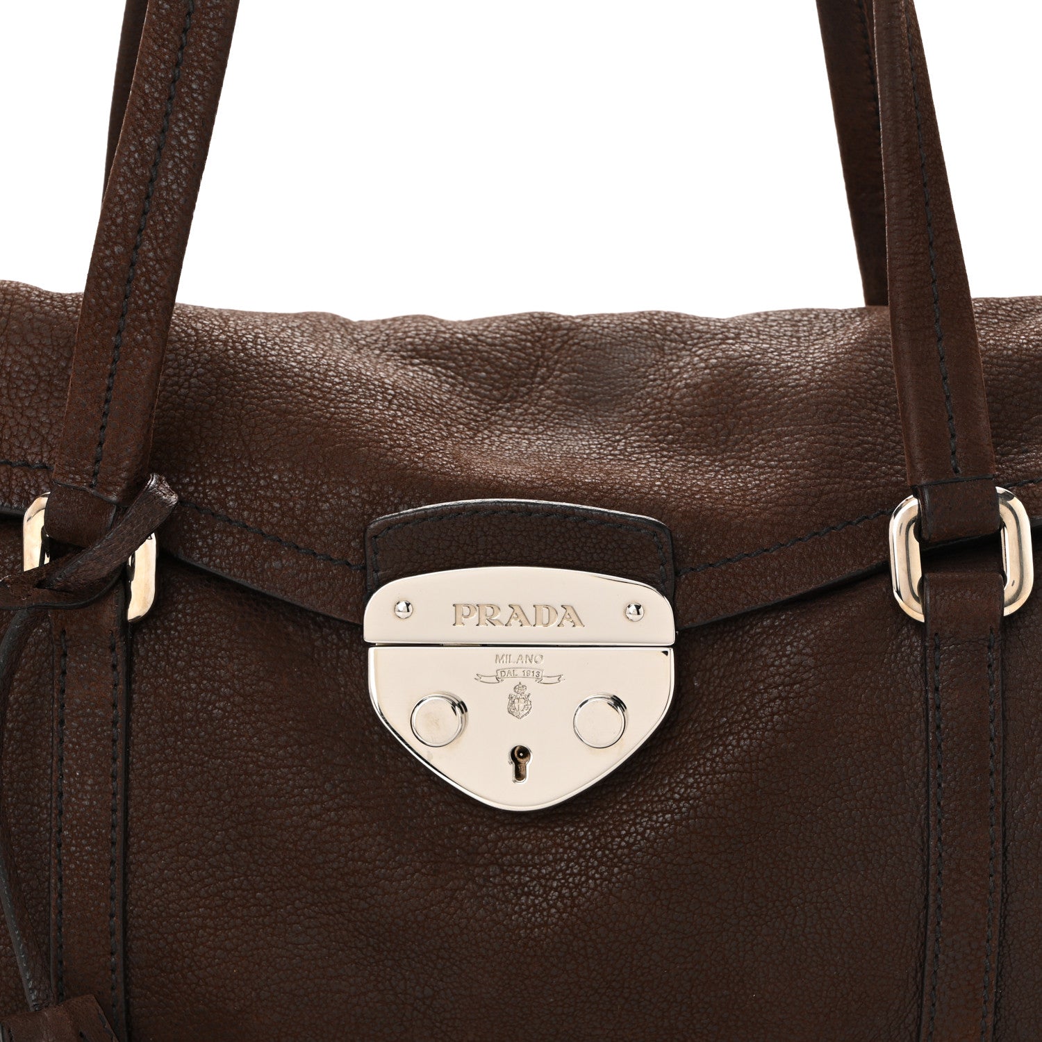 Prada Cervo Antik Easy Foldover Pushlock Satchel Bruciato 8 of 10