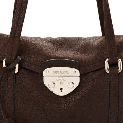 Prada Cervo Antik Easy Foldover Pushlock Satchel Bruciato 8 of 10
