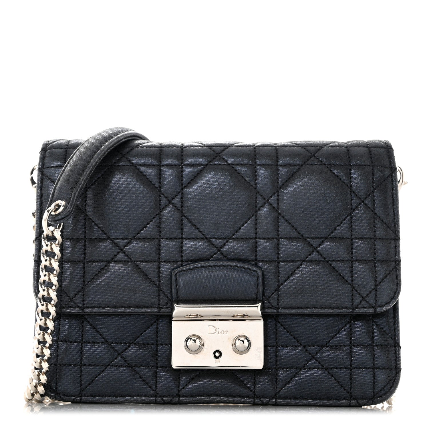 Christian Dior Metallic Calfskin Cannage Miss Dior Promenade Pouch Black 1 of 9