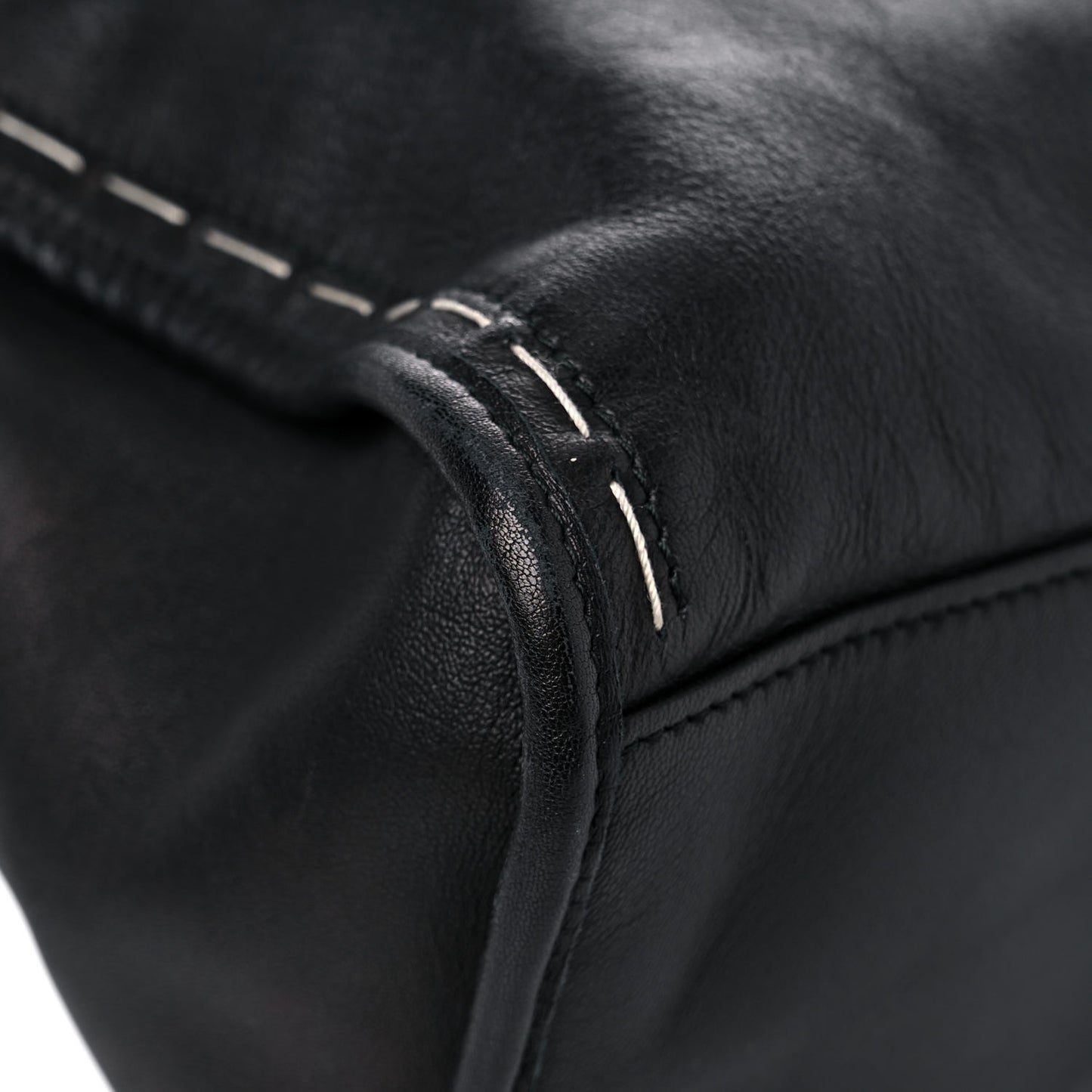 Calfskin Topstitch Classic Silver Hardware City Black