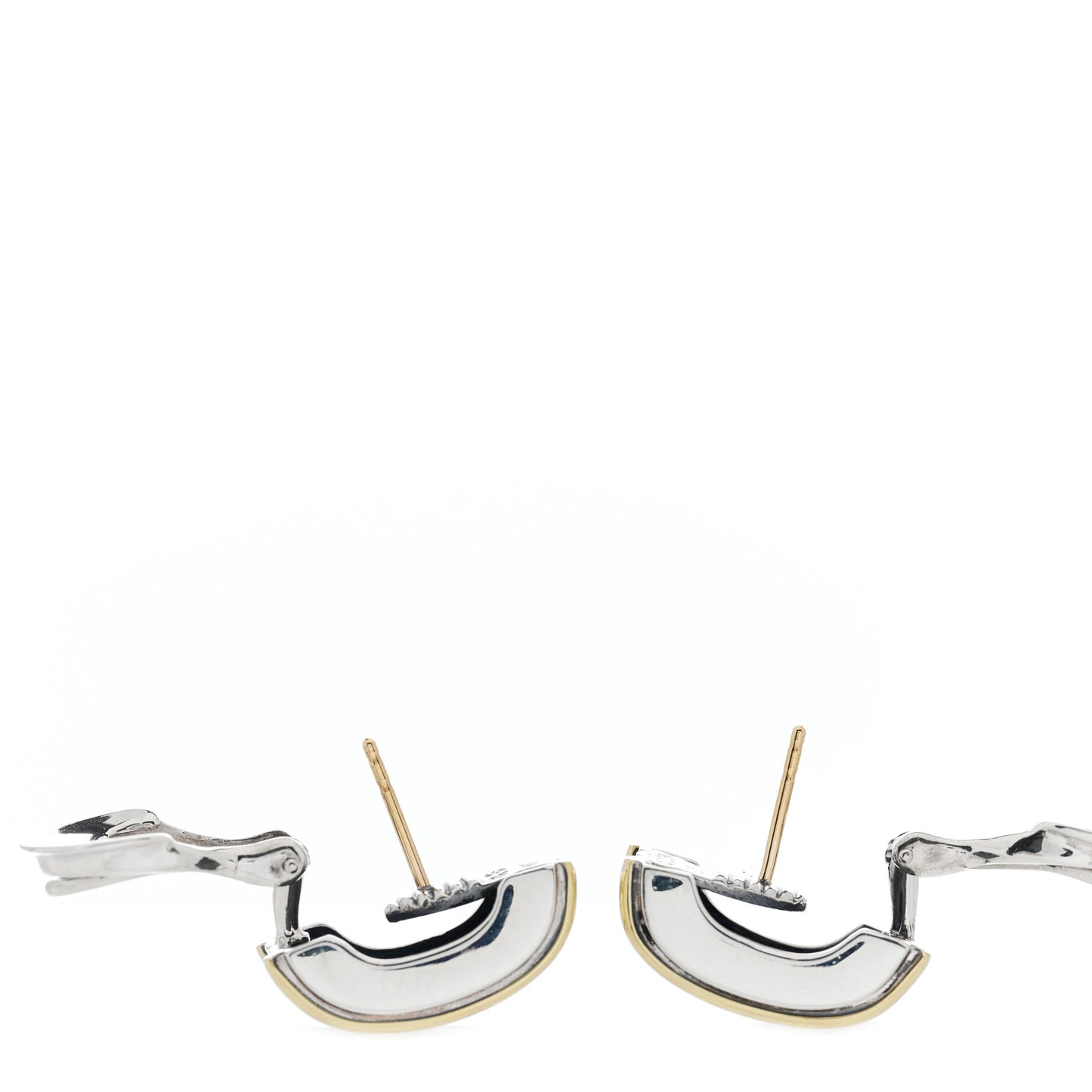 Sterling Silver 14K Yellow Gold Cable Classics Cigar Band Earrings