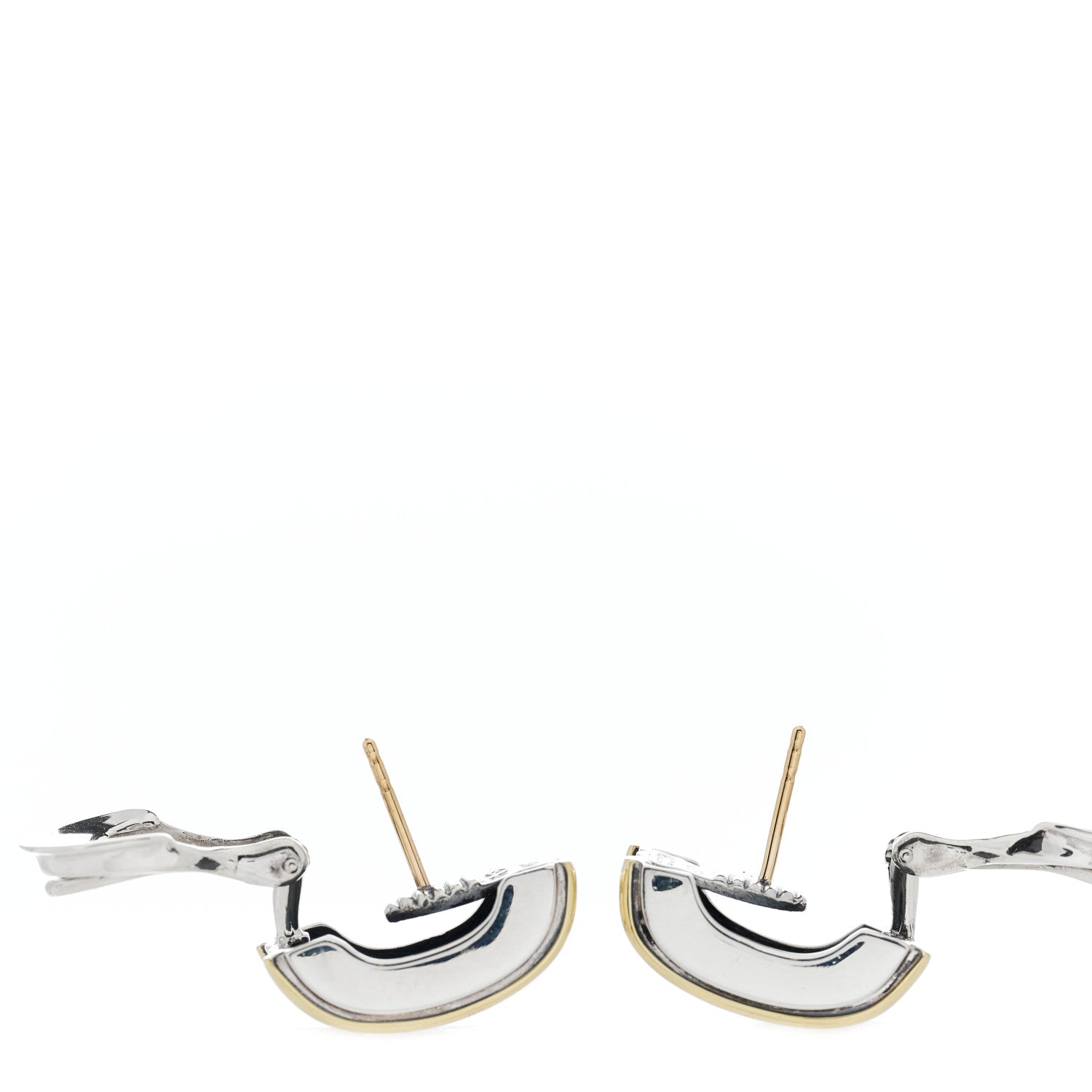 David Yurman Sterling Silver 14K Yellow Gold Cable Classics Cigar Band Earrings 3 of 4