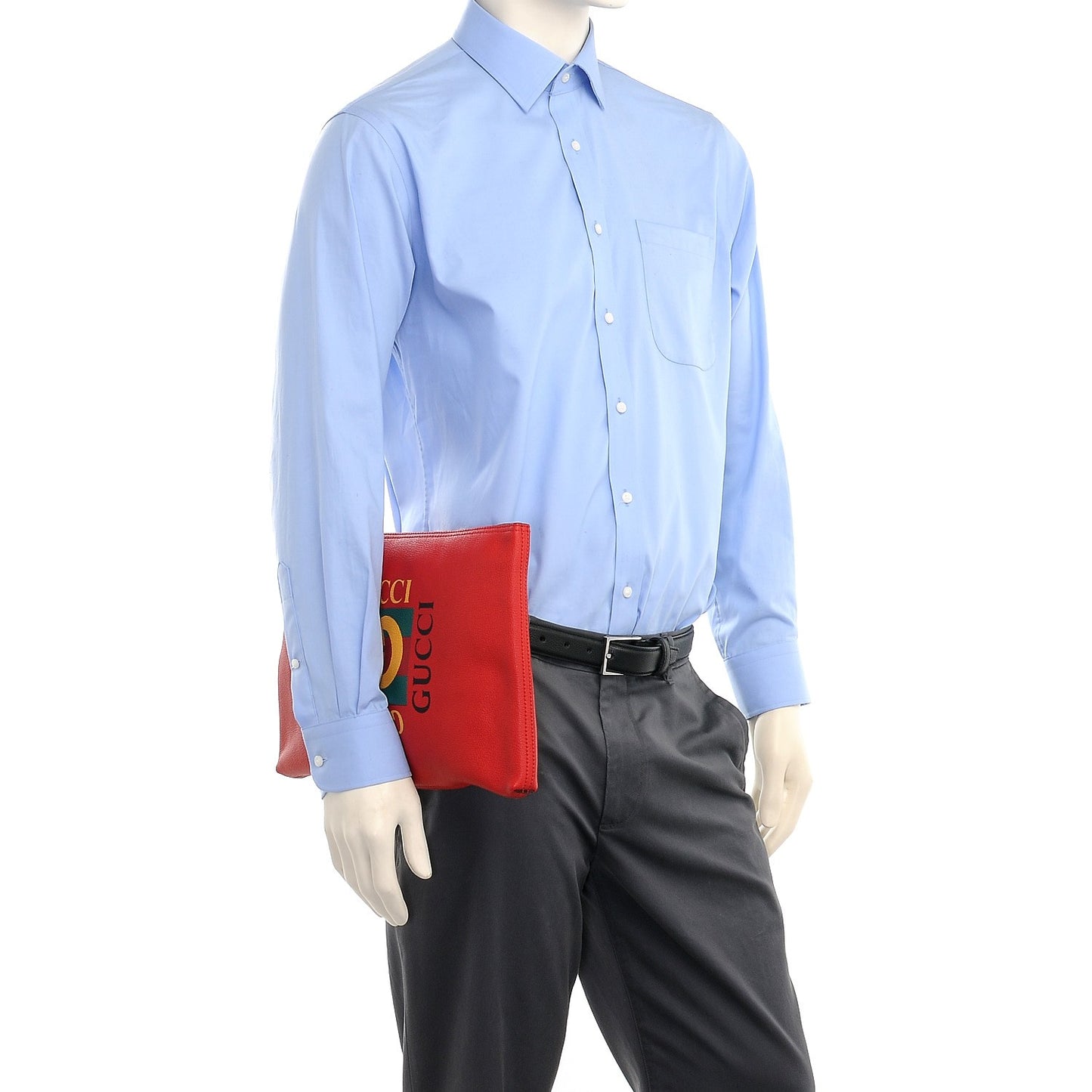 Pebbled Calfskin Large Logo Portfolio Clutch Hibiscus Red