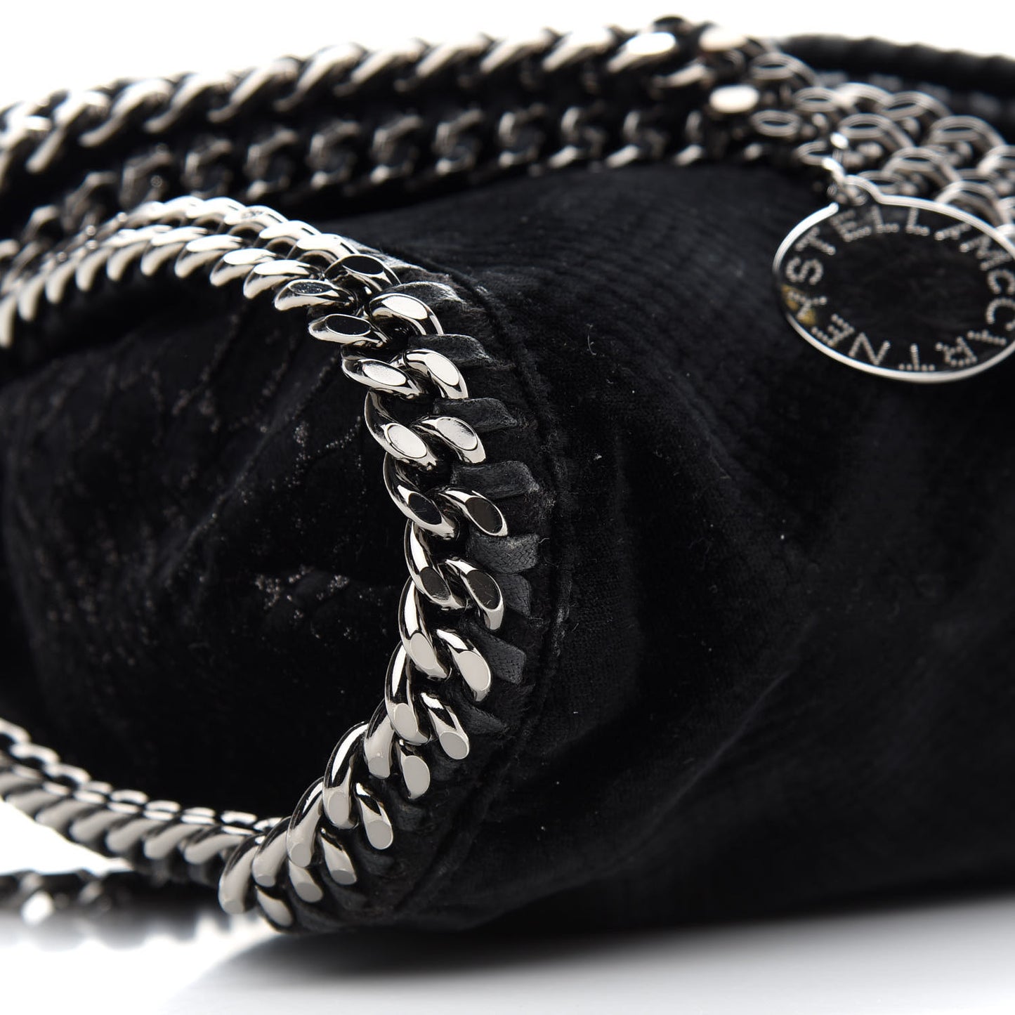 Velvet Python Embossed Falabella Fold Over Tote Black