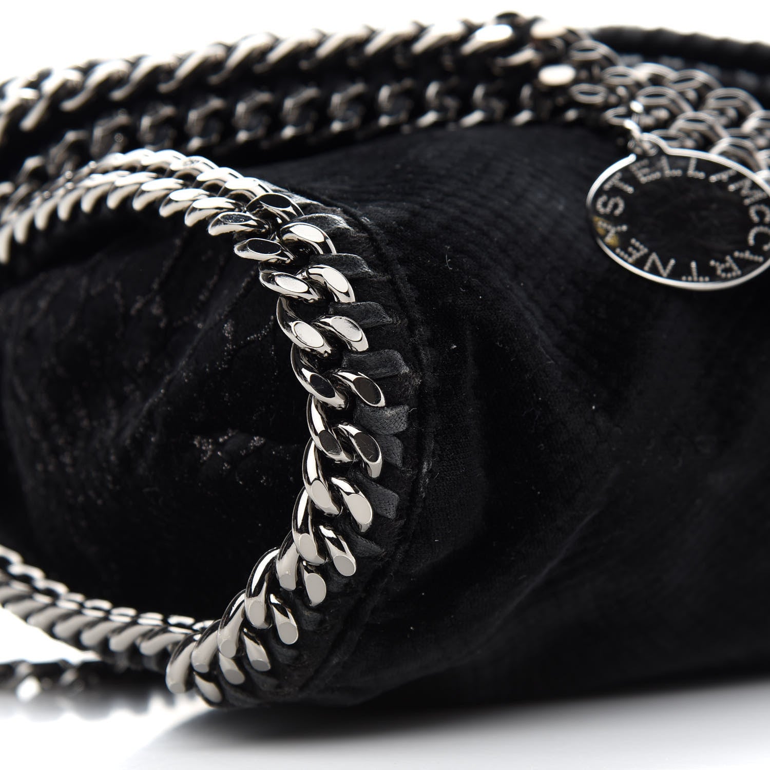 Stella McCartney Velvet Python Embossed Falabella Fold Over Tote Black 7 of 8