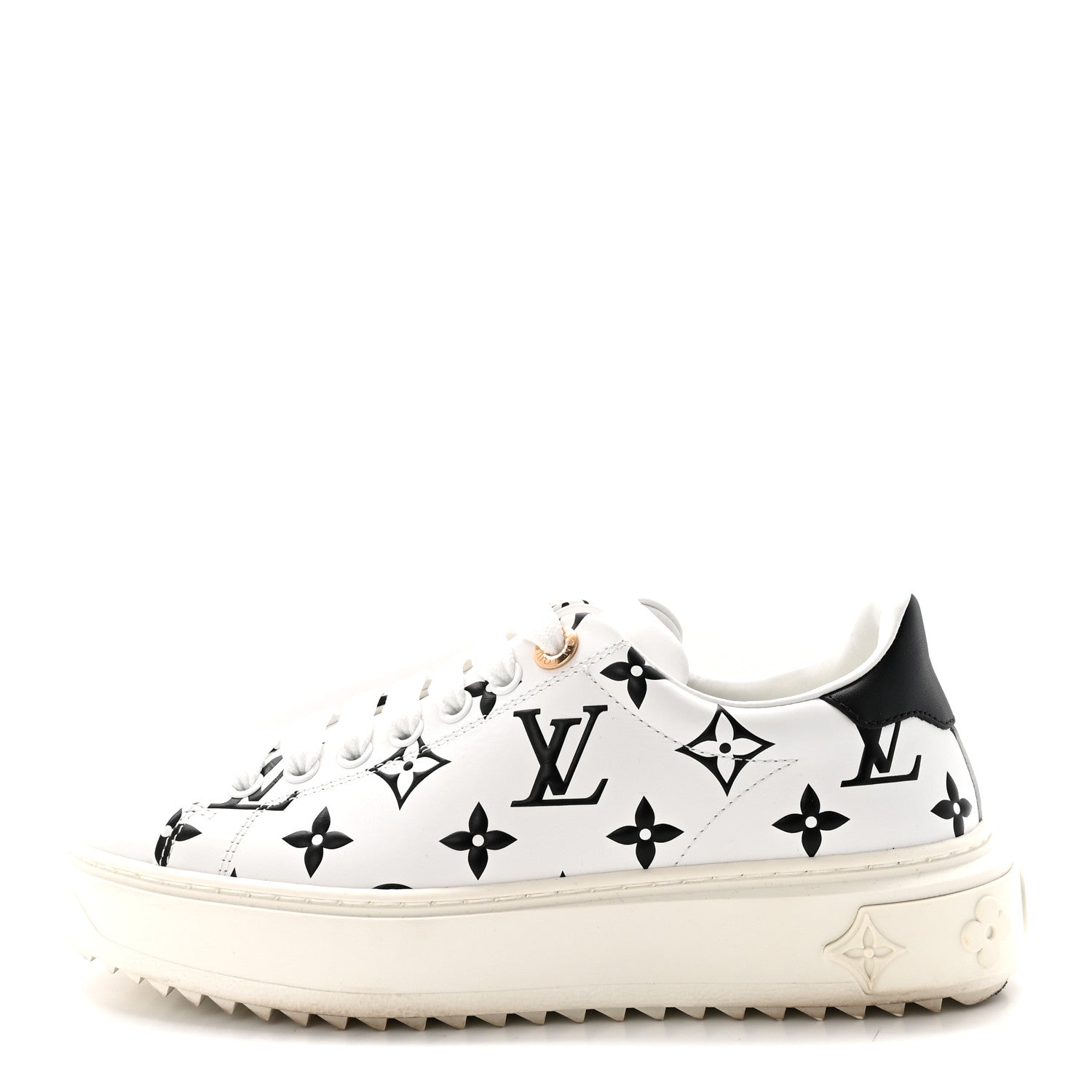 Louis Vuitton Calfskin Monogram Debossed Time Out Sneakers 35 Black 1 of 9