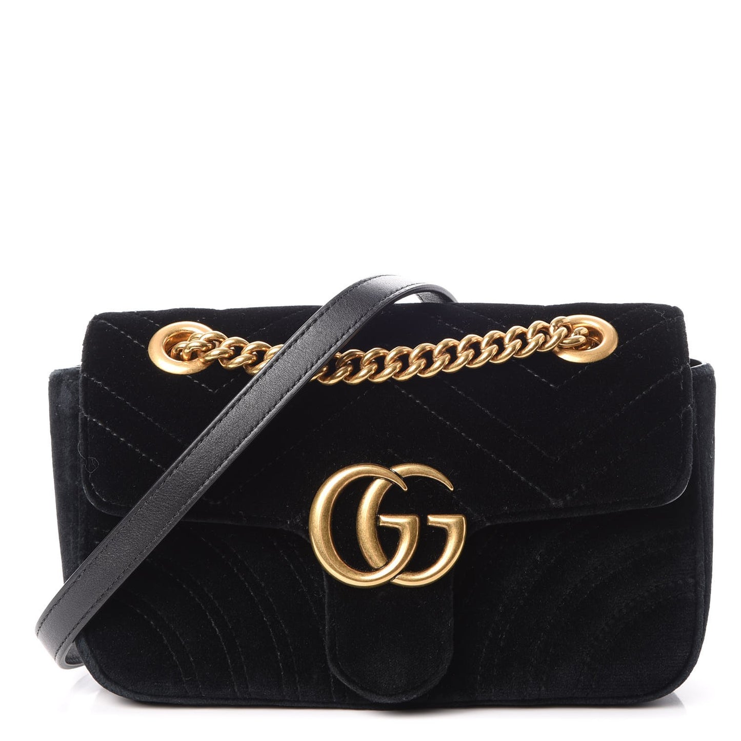 Velvet Matelasse Mini GG Marmont Shoulder Bag Black