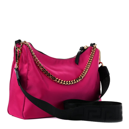 Versace Nylon Tribute Chain Crossbody Shoulder Bag Flamingo Black 2 of 11