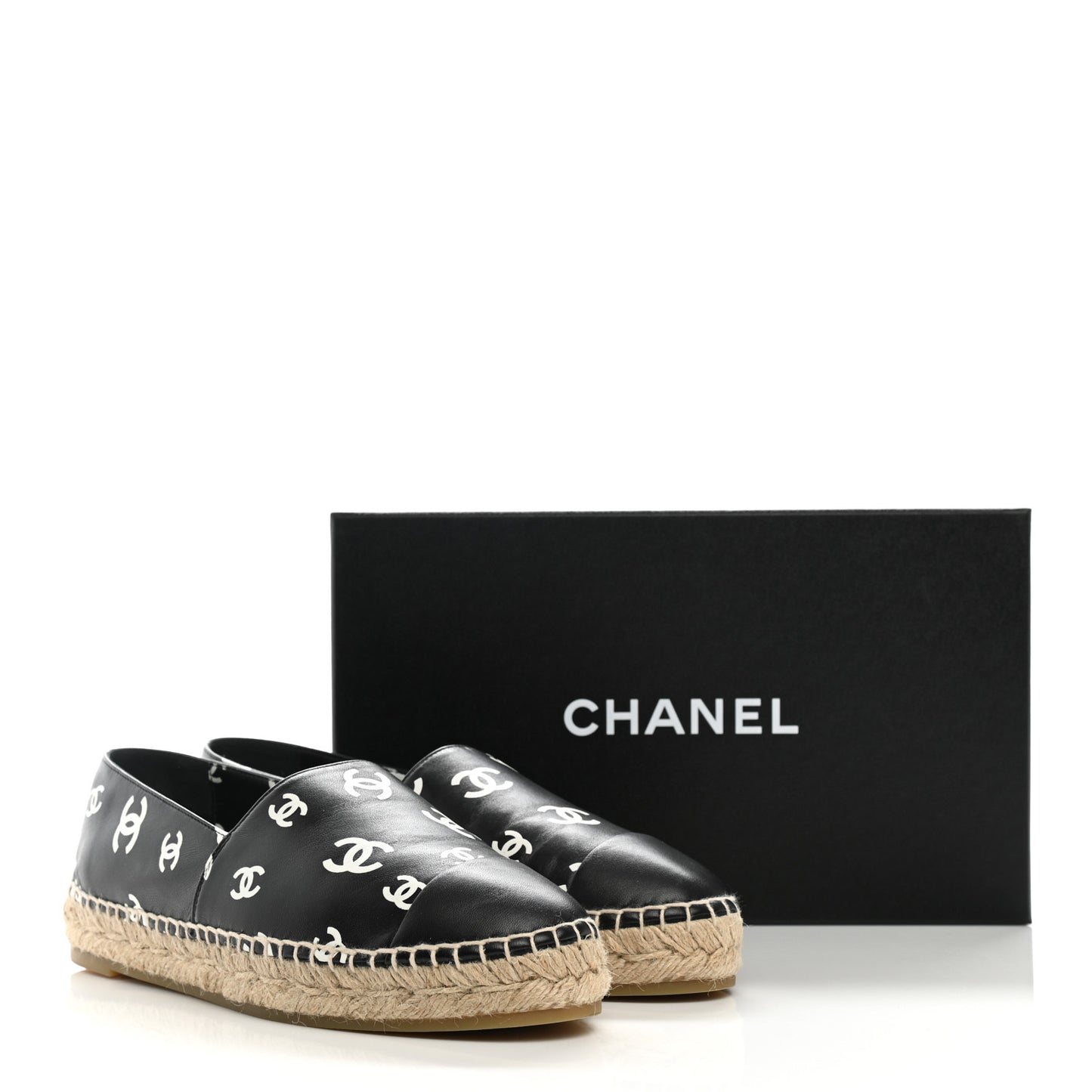 Lambskin Printed CC Espadrilles 39 Black White