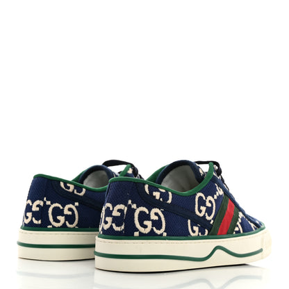 Gucci Cotton GG Monogram Web Womens 1977 Tennis Sneakers 37 Ink Ivory Blue 4 of 7