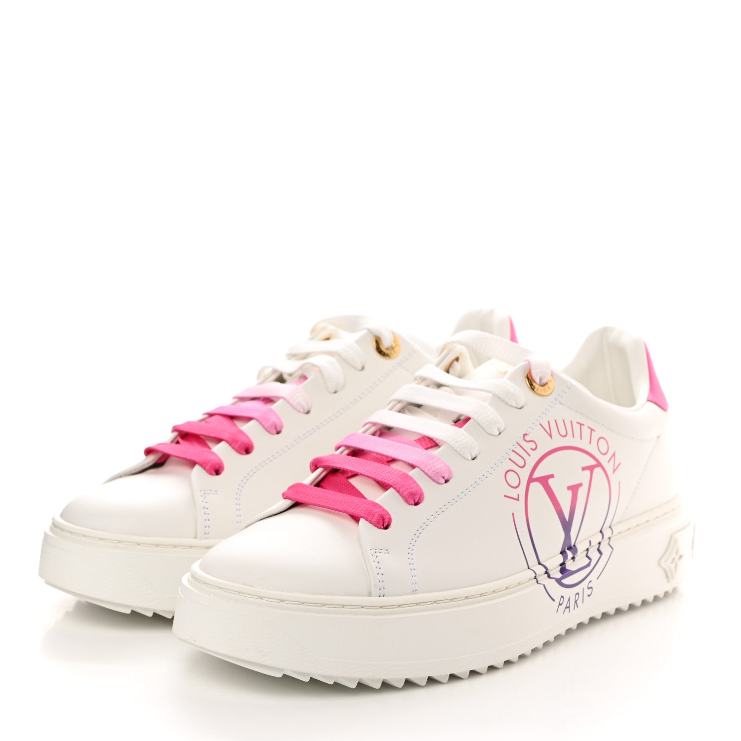 Louis Vuitton Monogram Time Out Sneakers 38 White Pink 3 of 9
