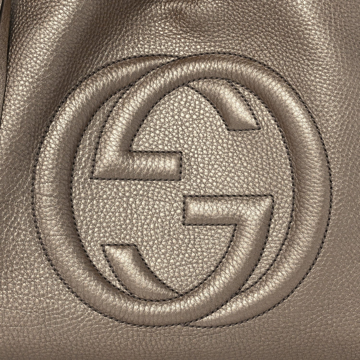 Gucci Metallic Pebbled Calfskin Medium Soho Shoulder Bag Golden Beige 11 of 13