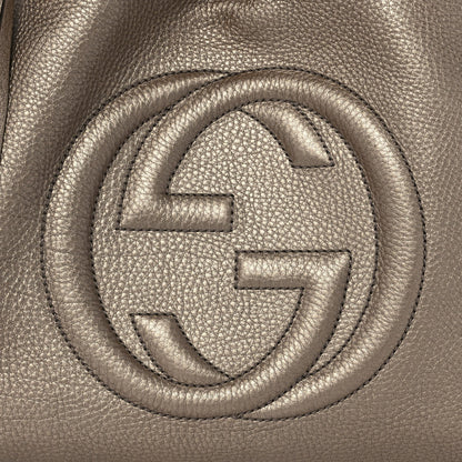 Gucci Metallic Pebbled Calfskin Medium Soho Shoulder Bag Golden Beige 11 of 13