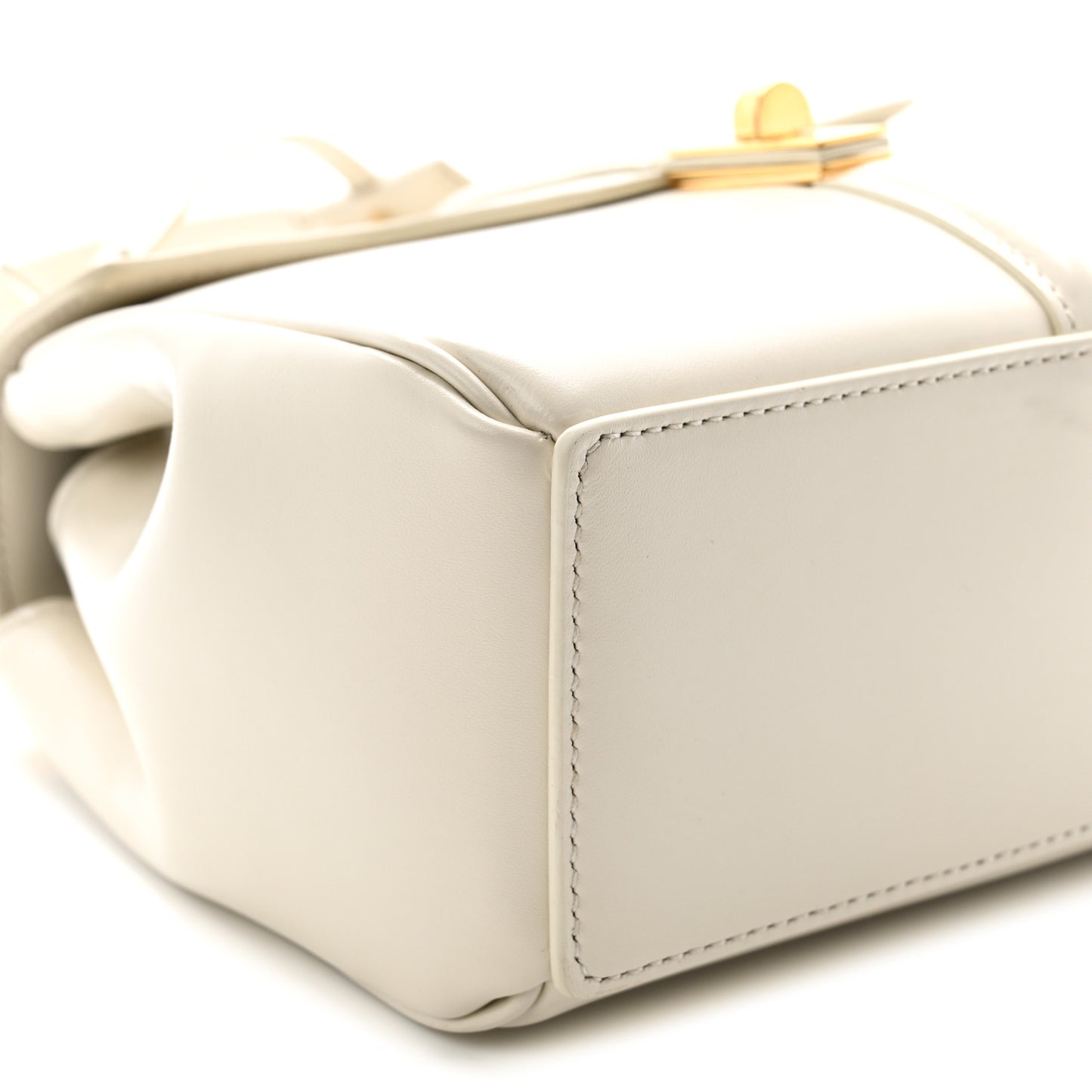 Satinated Calfskin Mini 16 Top Handle Bag White Cotton