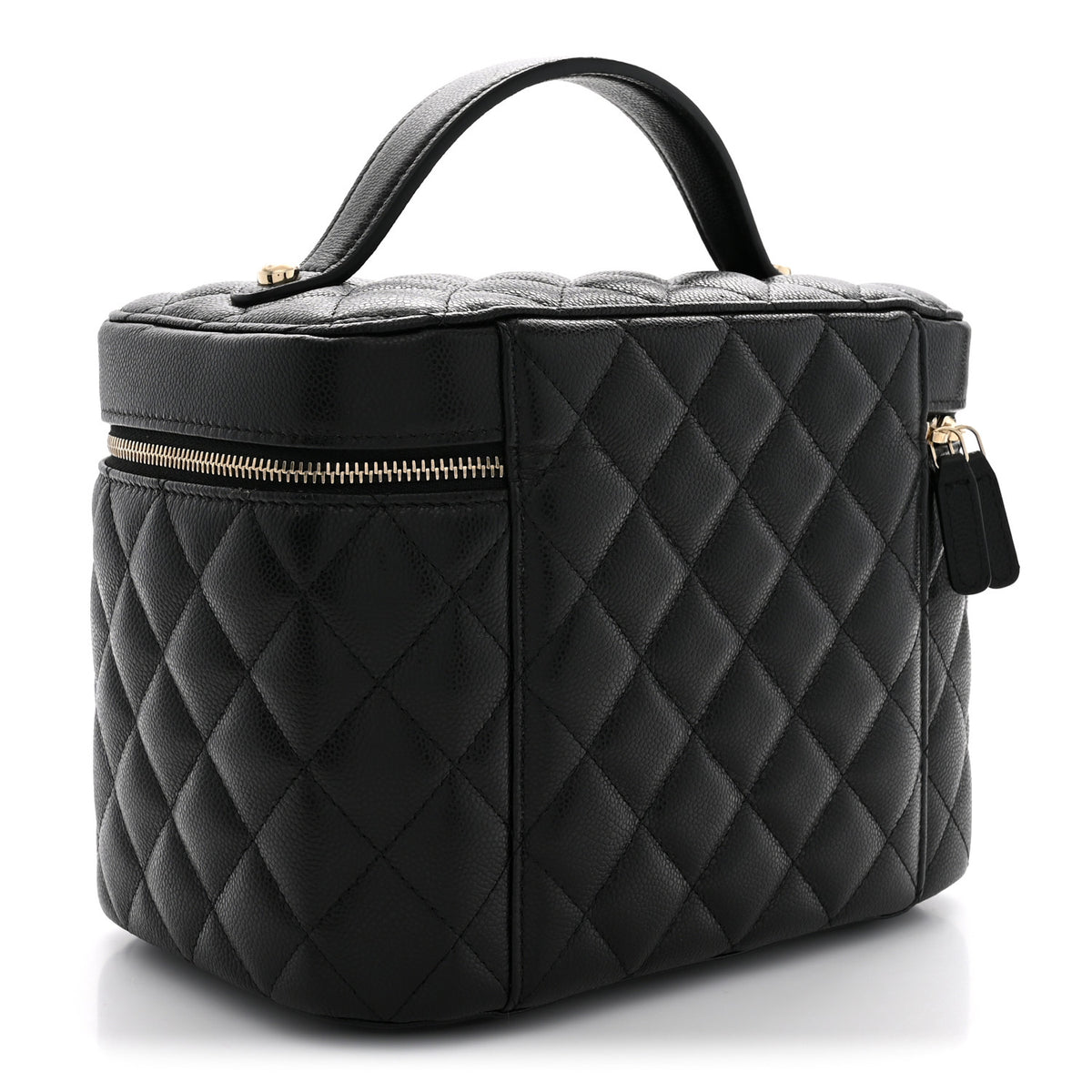 Caviar Quilted Large Vanity Pouch Black