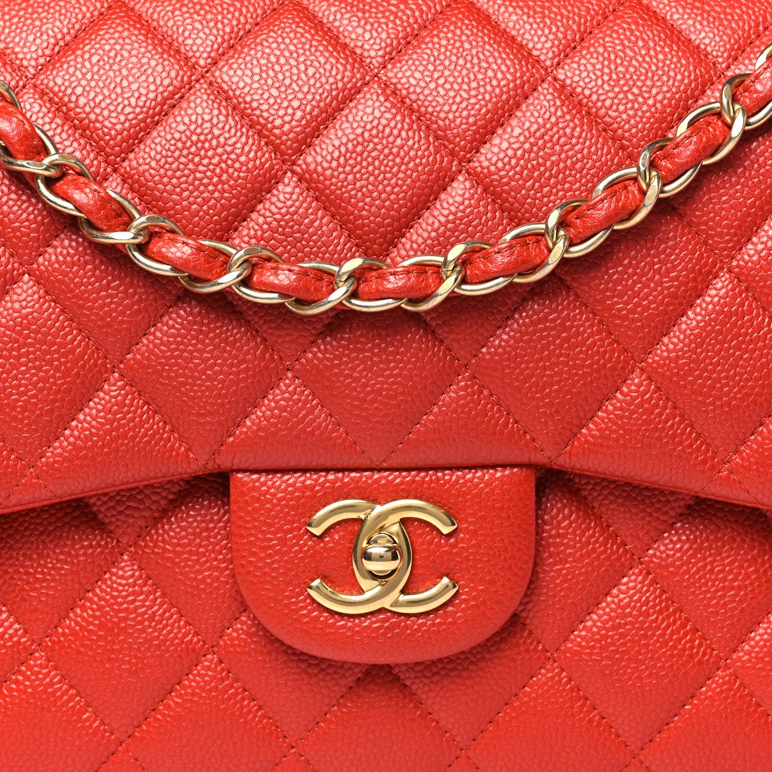 Chanel Pearly Caviar Quilted Jumbo Double Flap Orange 8 of 11