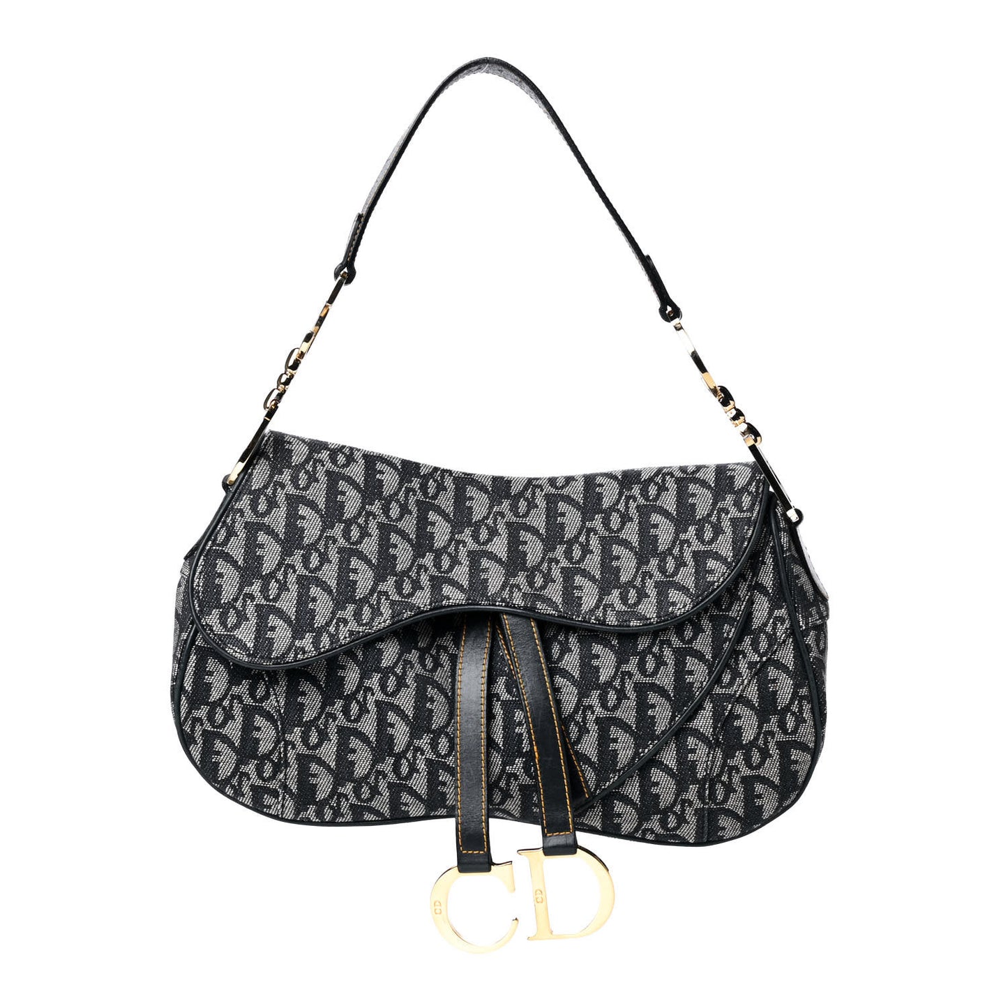 Monogram Double Saddle Bag Navy Blue