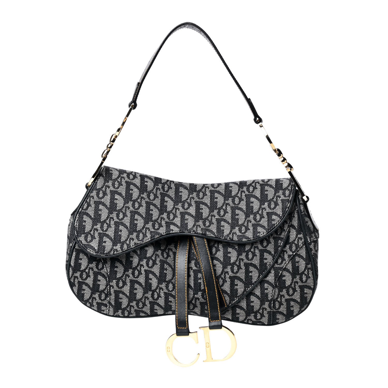 Christian Dior Monogram Double Saddle Bag Navy Blue 1 of 4