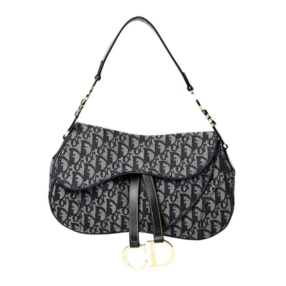 Christian Dior Monogram Double Saddle Bag Navy Blue 1 of 4