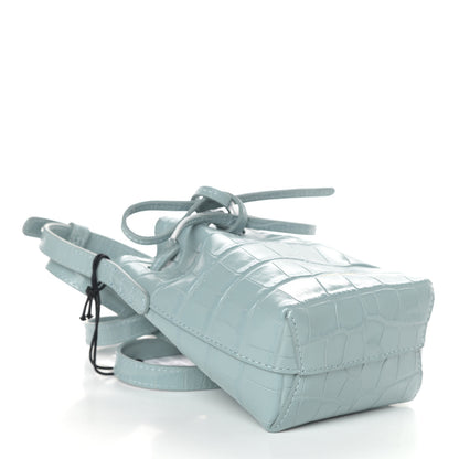 Mansur Gavriel Croc Embossed Calfskin Baby Bucket Bag Light Blue 4 of 9