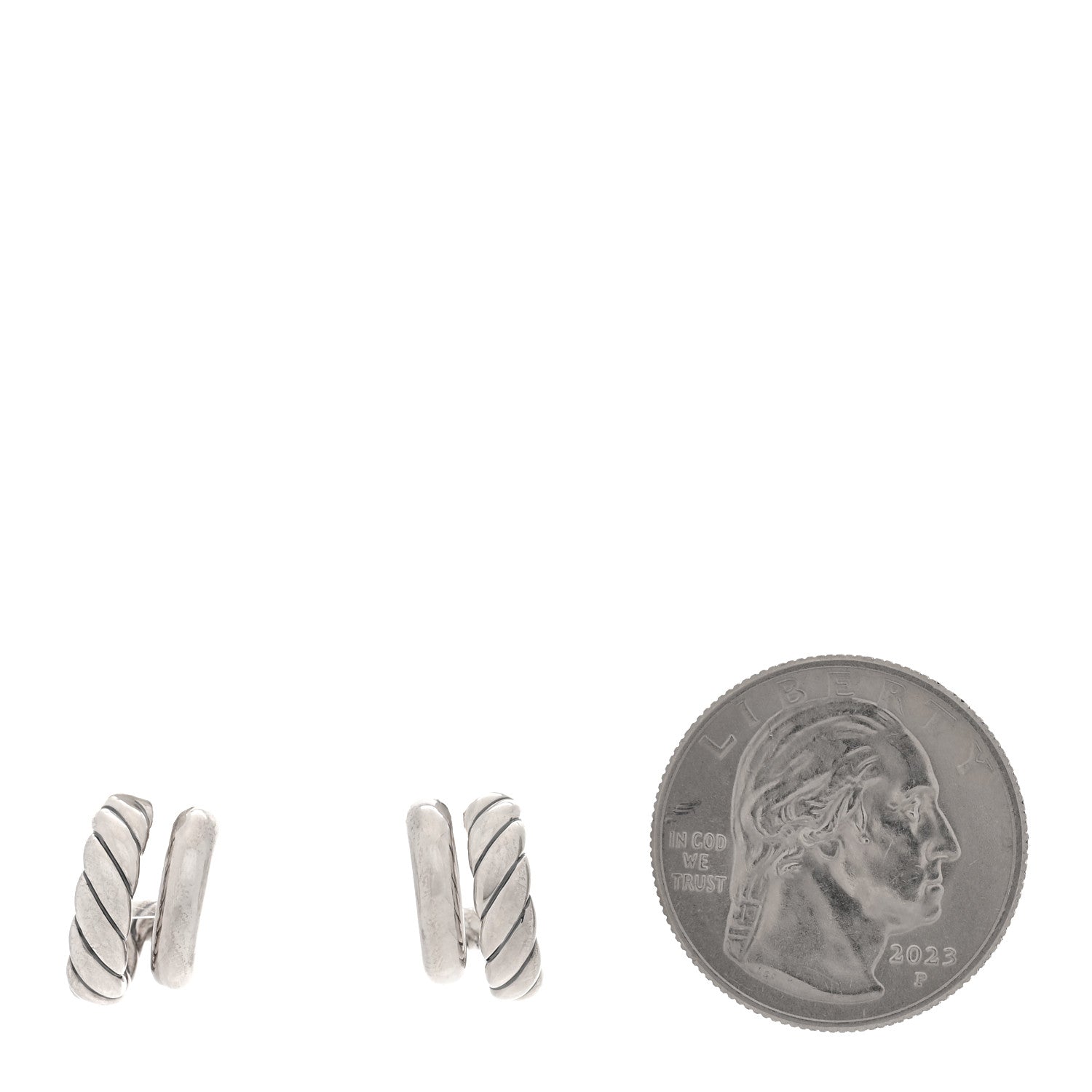 David Yurman Sterling Silver 13.5mm Mercer Double Hoop Huggie Earrings 2 of 5