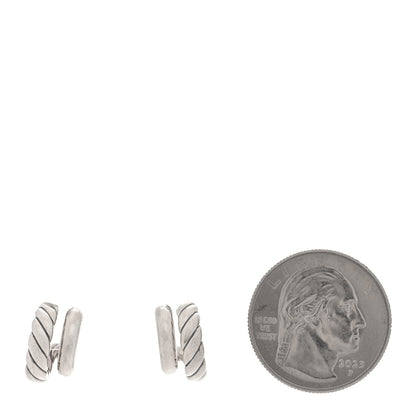 David Yurman Sterling Silver 13.5mm Mercer Double Hoop Huggie Earrings 2 of 5
