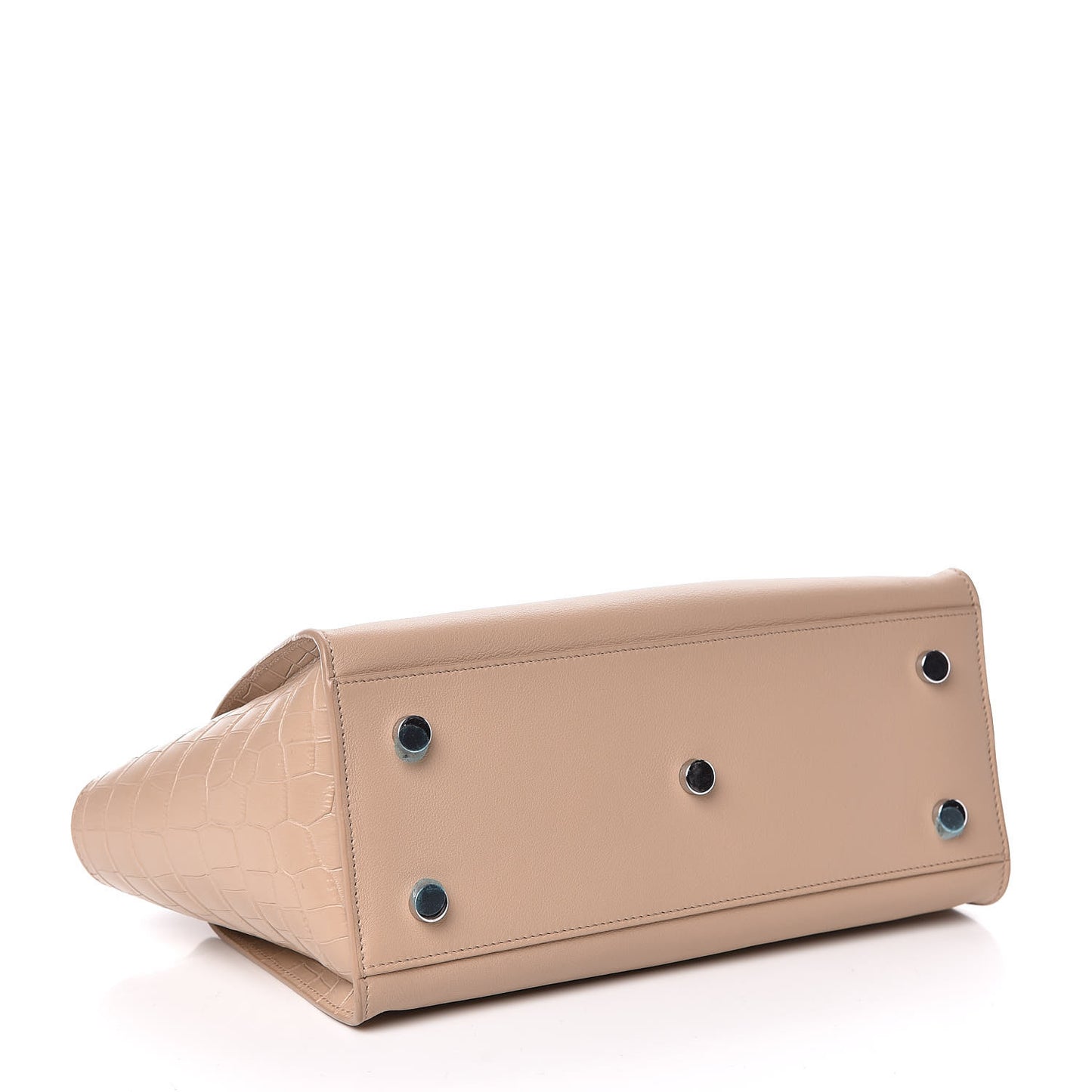 Smooth Calfskin Crocodile Embossed Baby Monogram Downtown Cabas Dark Beige