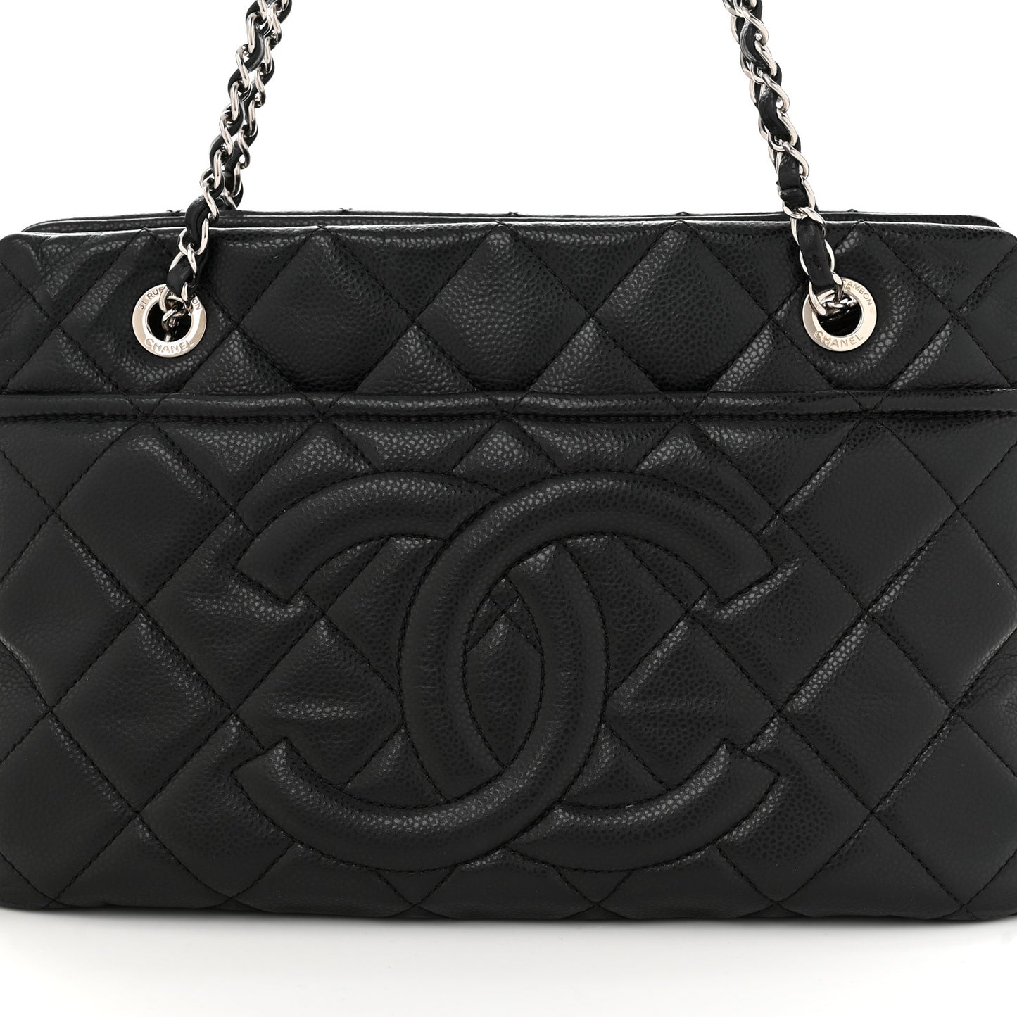 Caviar Quilted Timeless CC Soft Tote Black